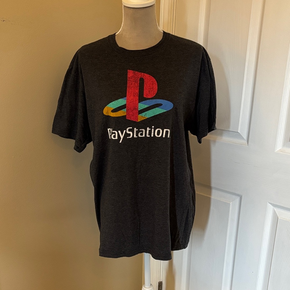 Sony PlayStation Black T-Shirt with Multicolor Logo
